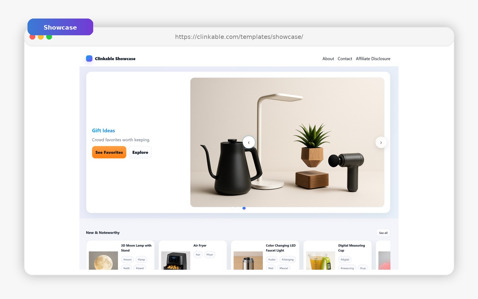 Showcase template preview